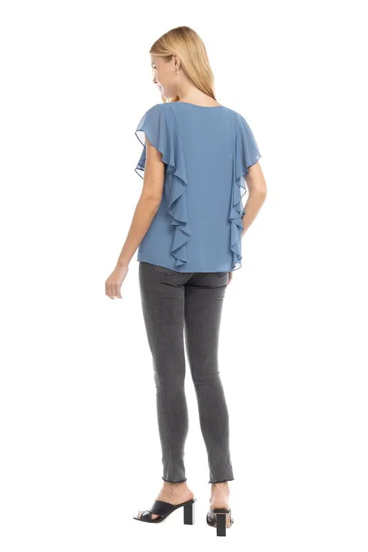 Pearl Beaded Ruffle Blouse