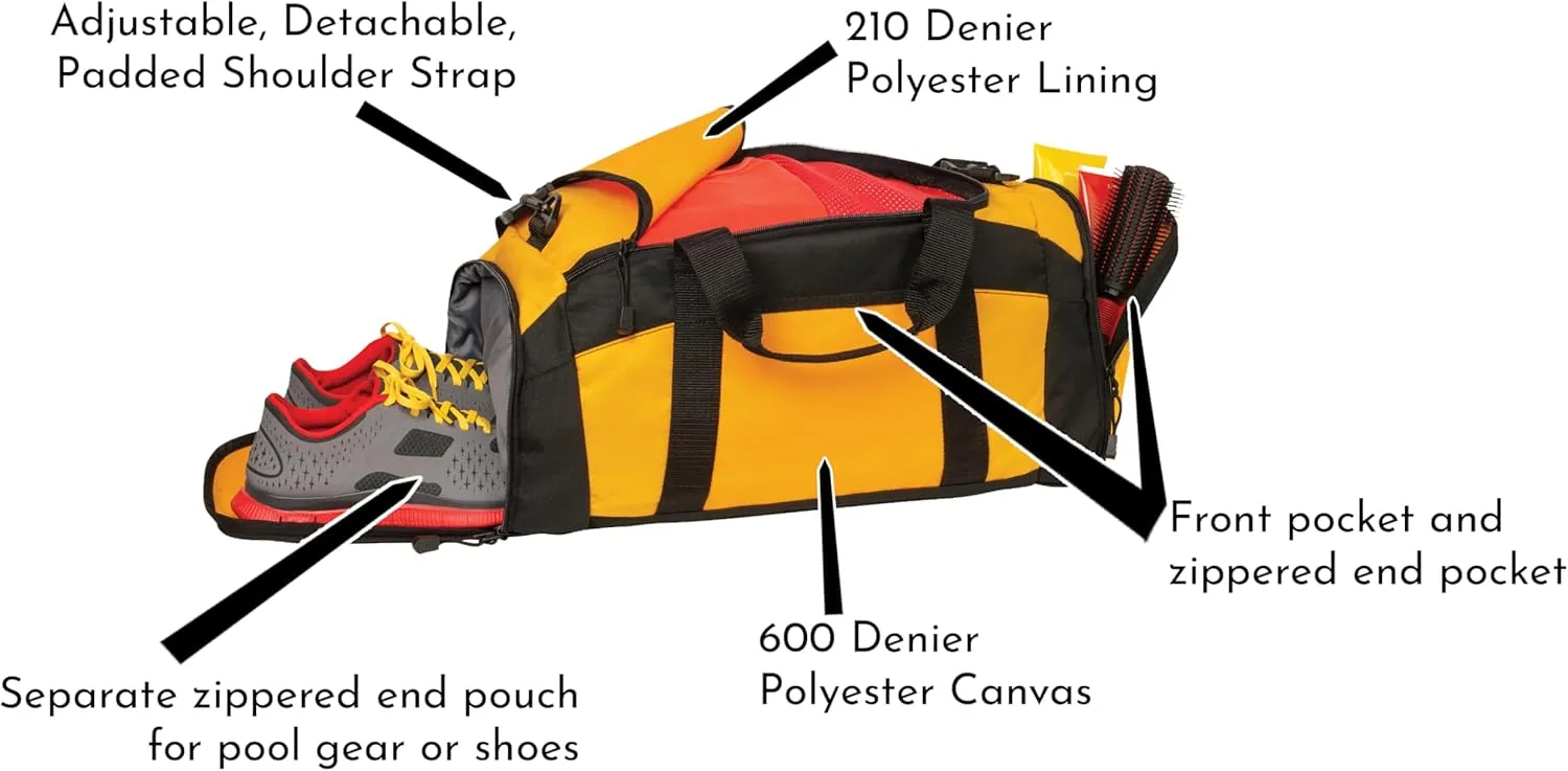 Personalized Sports Duffle Bag with Shoe Compartment (Football, Black)