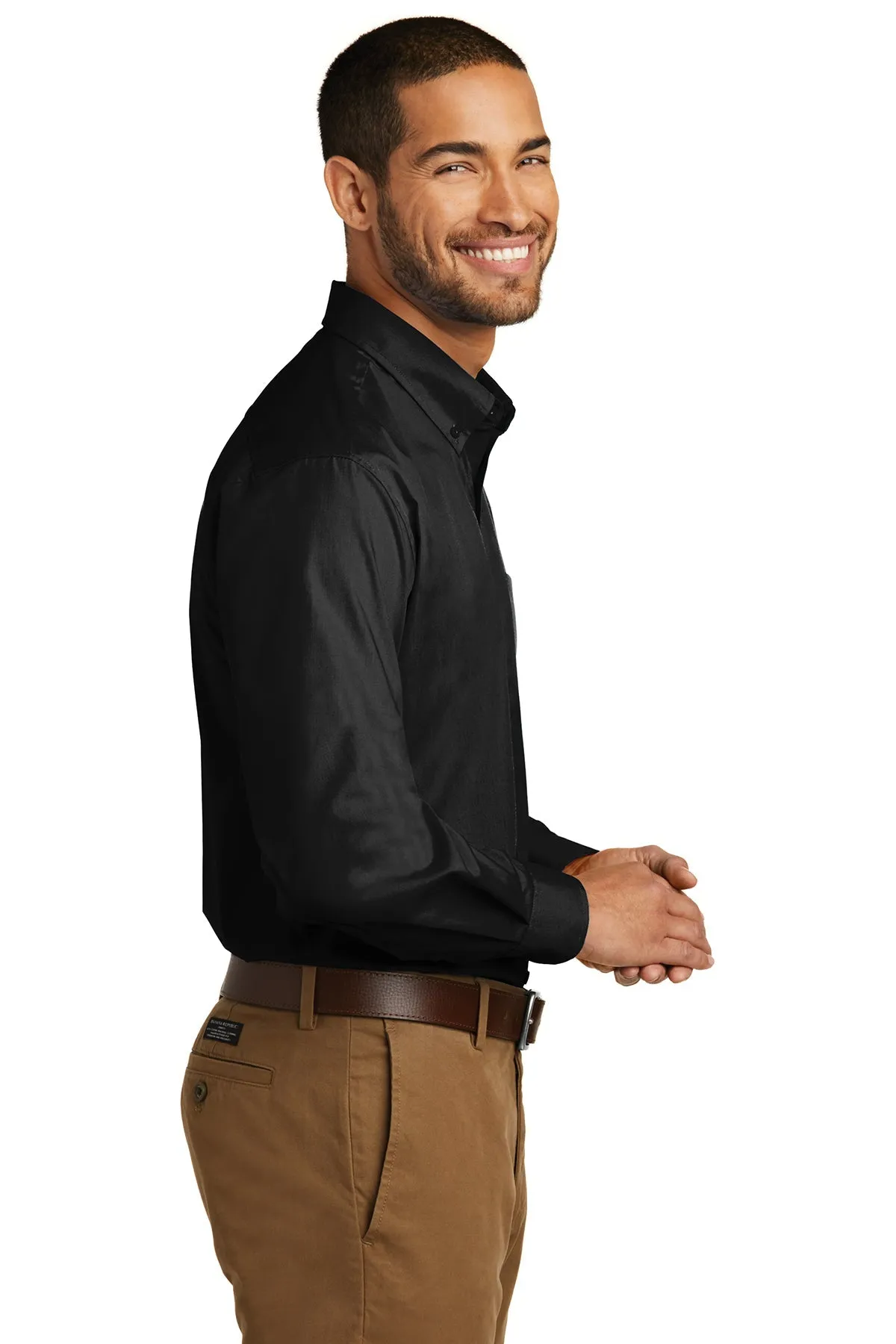 Port Authority Carefree Poplin Custom Shirts, Deep Black