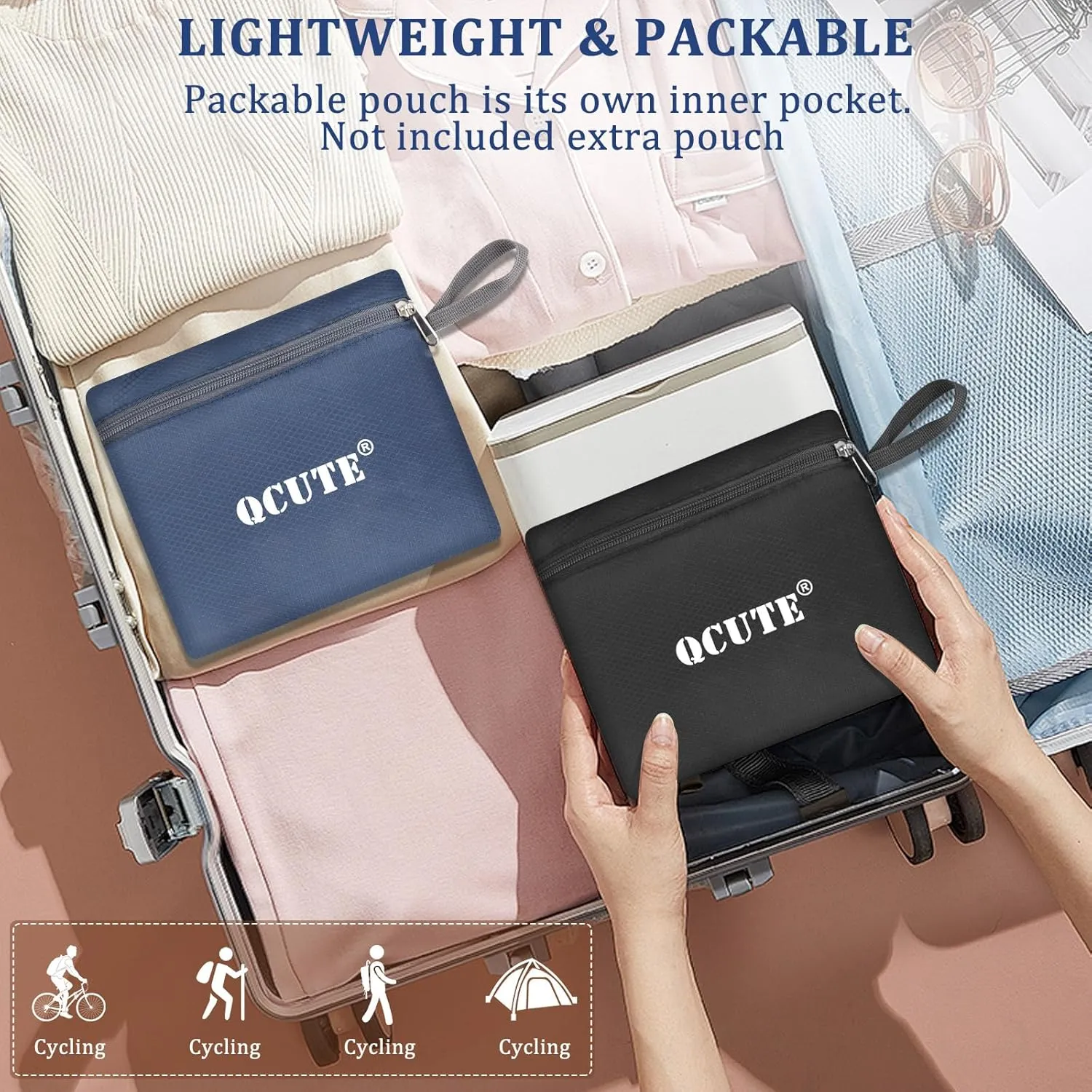 Qcute 15L Hiking Backpack Lightweight Packable Hiking Daypack Small Foldable Shoulder Bag Travel Day Pack Outdoor Gear