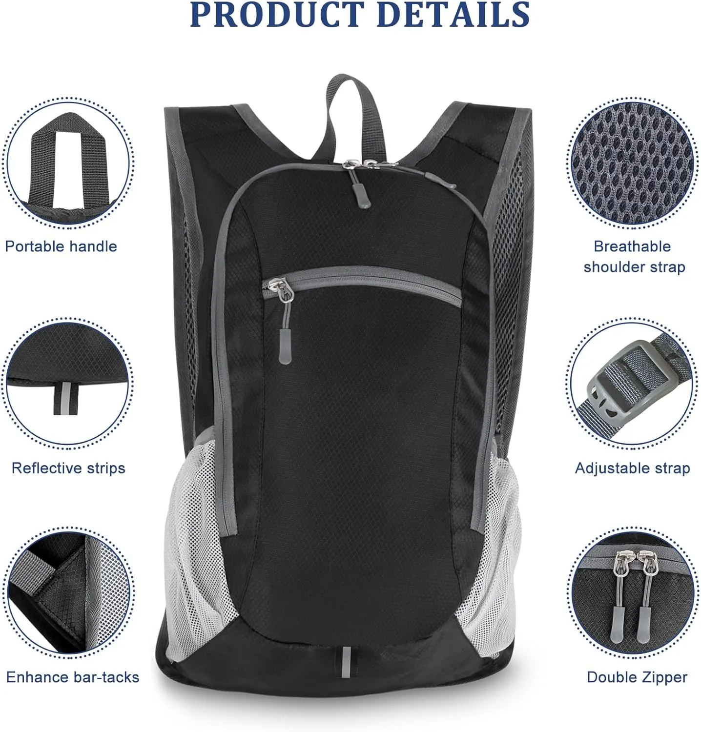 Qcute 15L Hiking Backpack Lightweight Packable Hiking Daypack Small Foldable Shoulder Bag Travel Day Pack Outdoor Gear