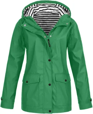 Rain Jacket for Women Waterproof Lightweight Coat Long Hooded Raincoat Travel Light Outdoor Windbreaker Trench Coats
