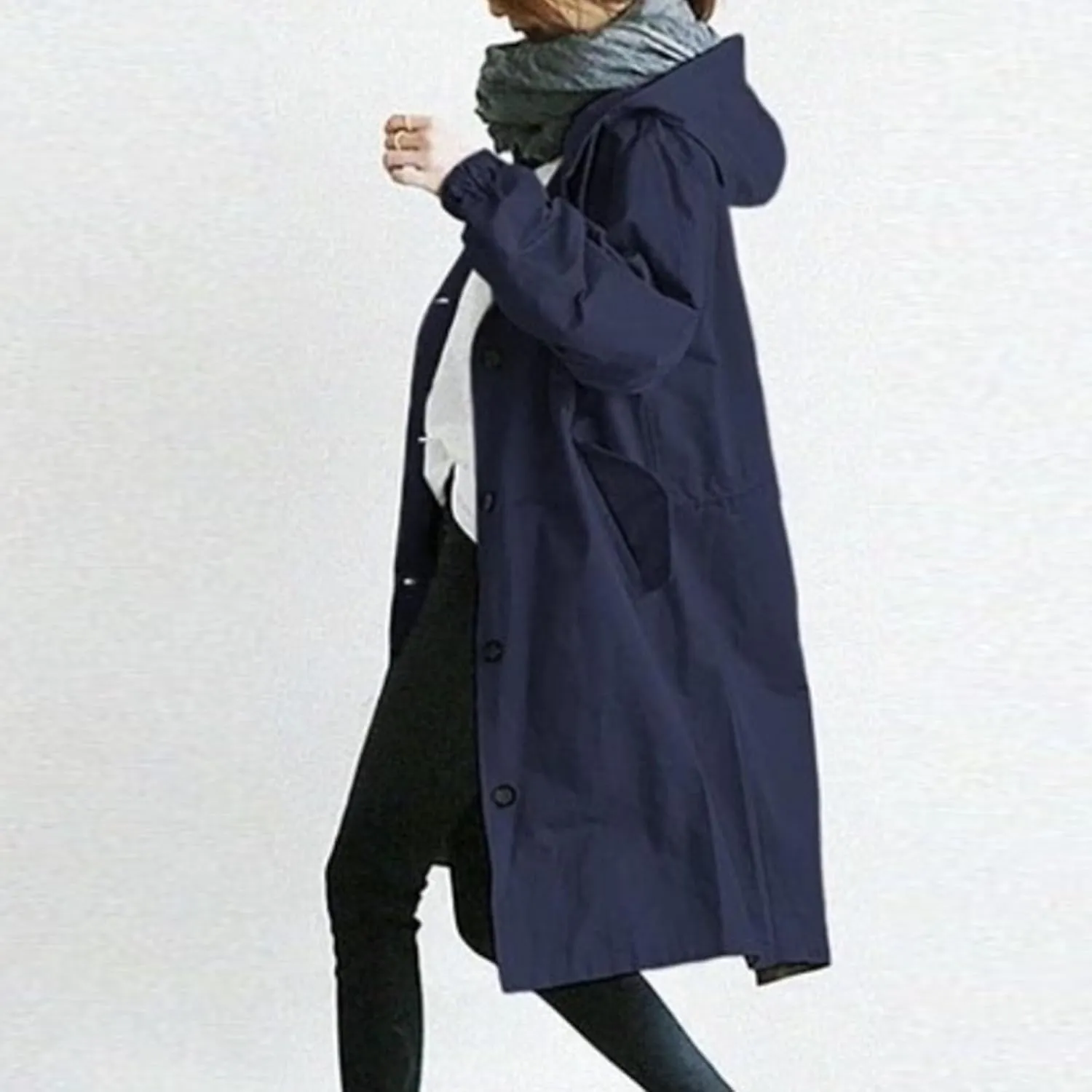 rain jackets for women waterproof Light buttons hooded Raincoat Windbreaker long sleeve Outdoor Trench Coats tops