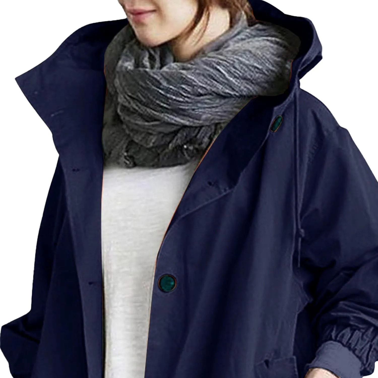 rain jackets for women waterproof Light buttons hooded Raincoat Windbreaker long sleeve Outdoor Trench Coats tops