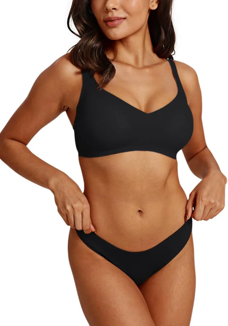 REORIA Womens Lounge Comfortable Adjustable Everyday Bra Seamless Full-Coverage Padded Wirefree Bras for Women