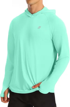 Roadbox UPF 50  Fishing Shirts for Men, Long Sleeve UV Protection Sun Hoodie, Swim Rash Guard for Hiking Running Workout