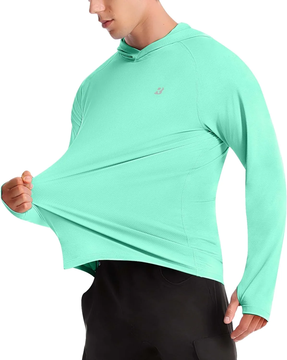 Roadbox UPF 50  Fishing Shirts for Men, Long Sleeve UV Protection Sun Hoodie, Swim Rash Guard for Hiking Running Workout