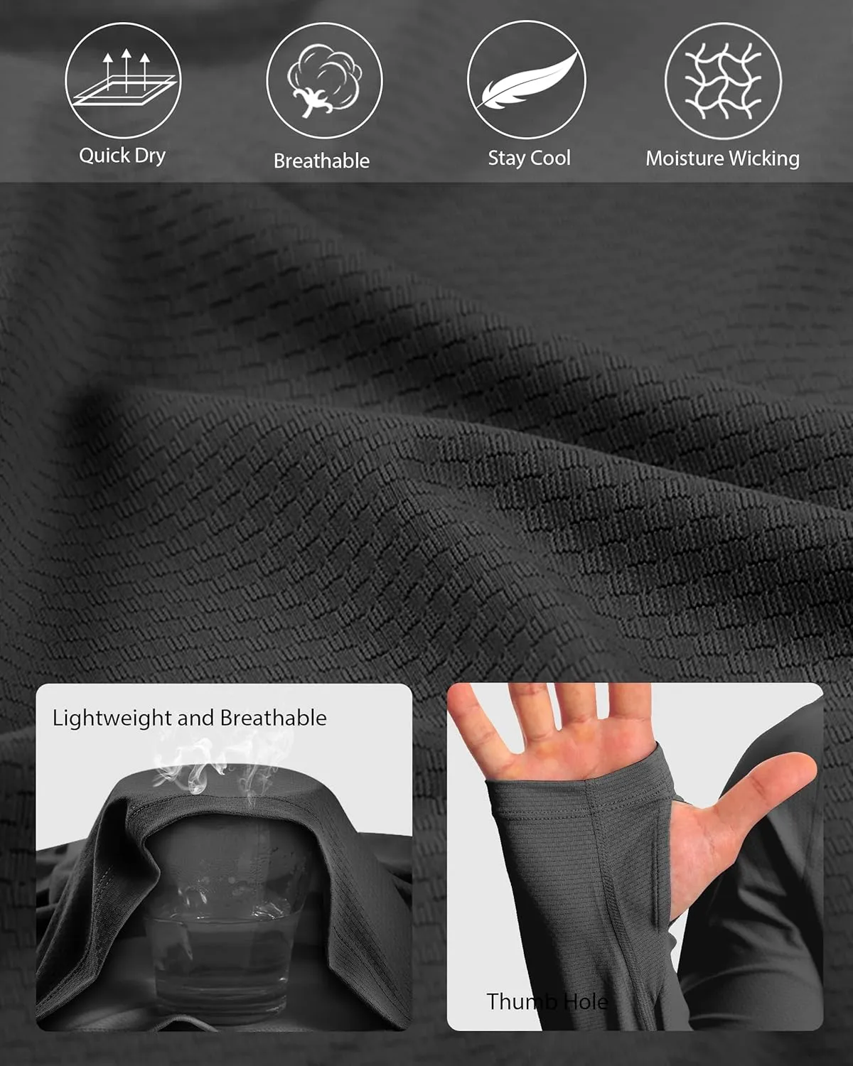 Roadbox UPF 50  Fishing Shirts for Men, Long Sleeve UV Protection Sun Hoodie, Swim Rash Guard for Hiking Running Workout