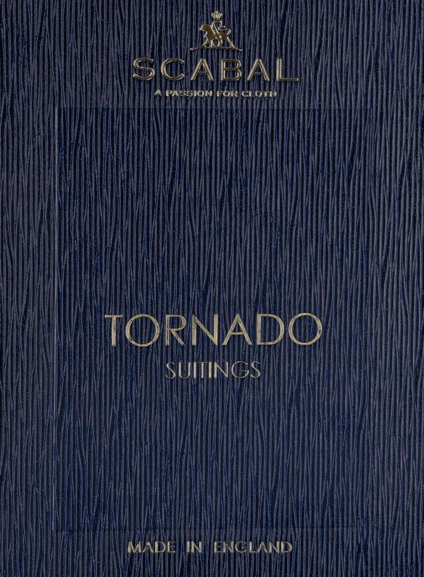 Scabal Tornado Herringbone Navy Blue Wool Pants