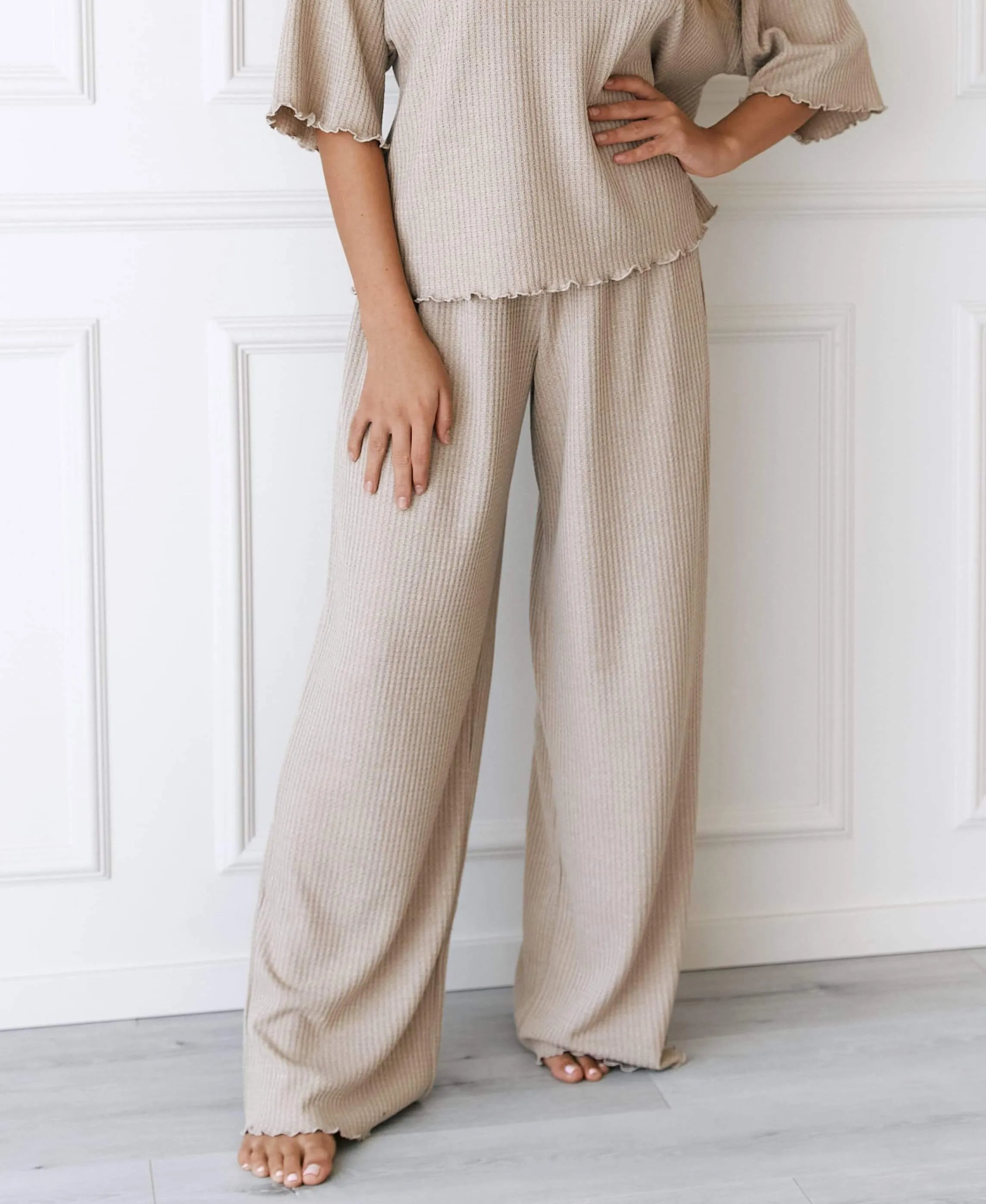 Soft Waffle Pyjama Bottoms - Mink