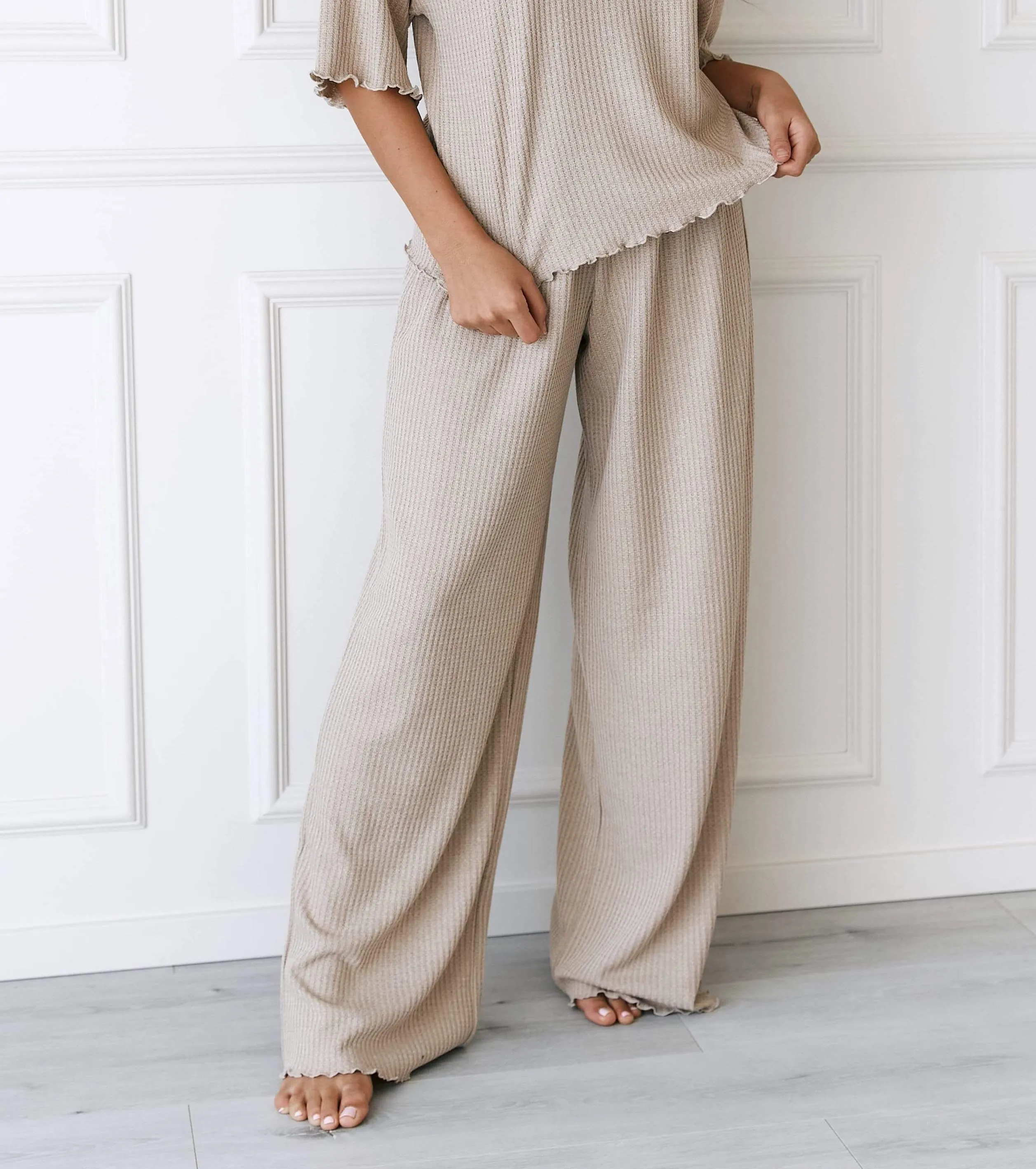 Soft Waffle Pyjama Bottoms - Mink