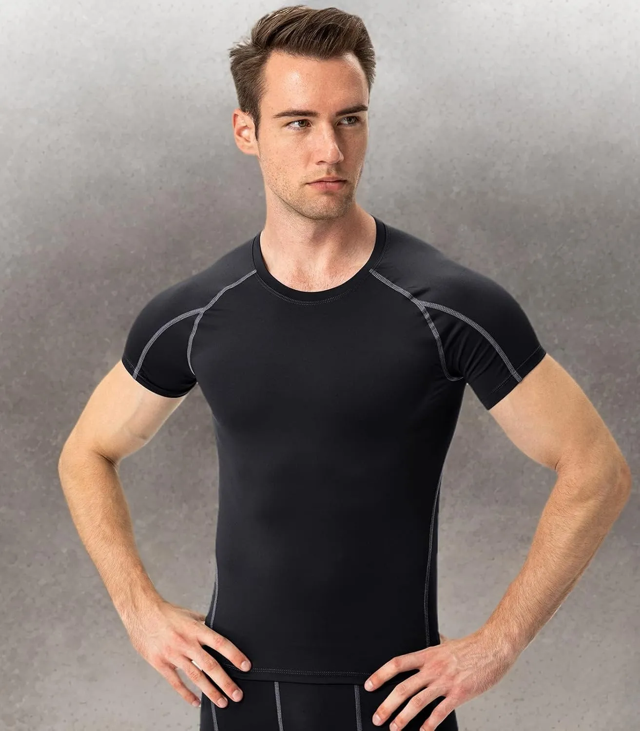 SPVISE Men's Compression Shirts Short Sleeve Workout Gym T-Shirt Running Tops Cool Dry Sports Base Layer Athletic Undershirts