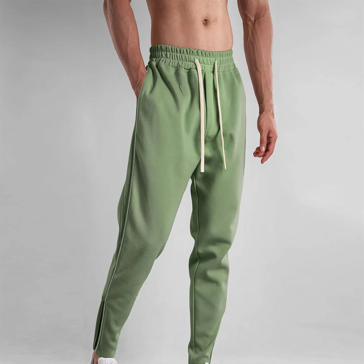 Stretch Tracksuit Bottoms Mens Joggers Pants Slim Fit Gym Sweatpants with Zip Pockets Drawstring Pant Tapered Trousers