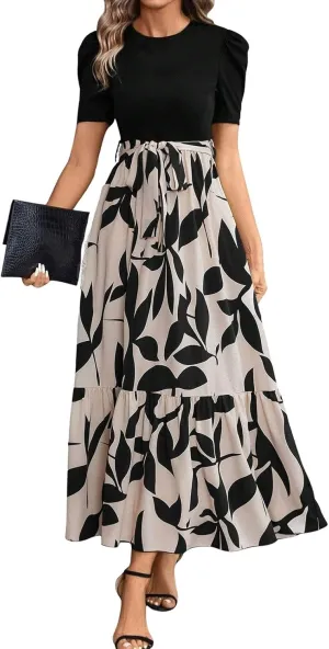 Summer Dresses for Women 2025 Trendy Summer Tiered Elastic High Waisted Floral Skirt Long Elastic High Waist Skirts