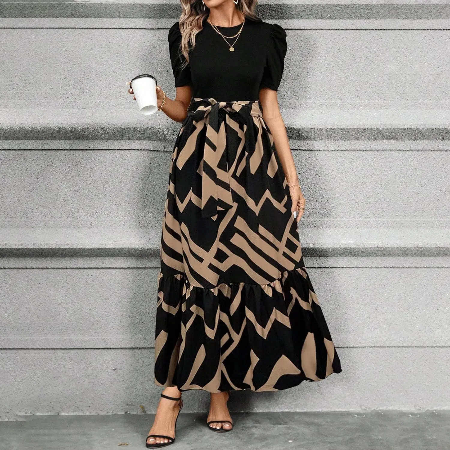 Summer Dresses for Women 2025 Trendy Summer Tiered Elastic High Waisted Floral Skirt Long Elastic High Waist Skirts