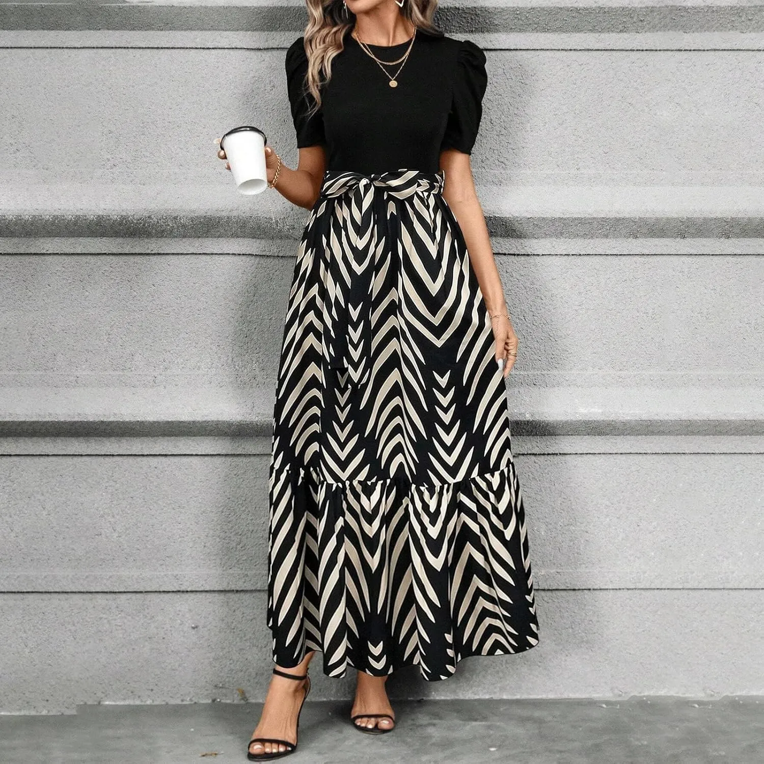 Summer Dresses for Women 2025 Trendy Summer Tiered Elastic High Waisted Floral Skirt Long Elastic High Waist Skirts