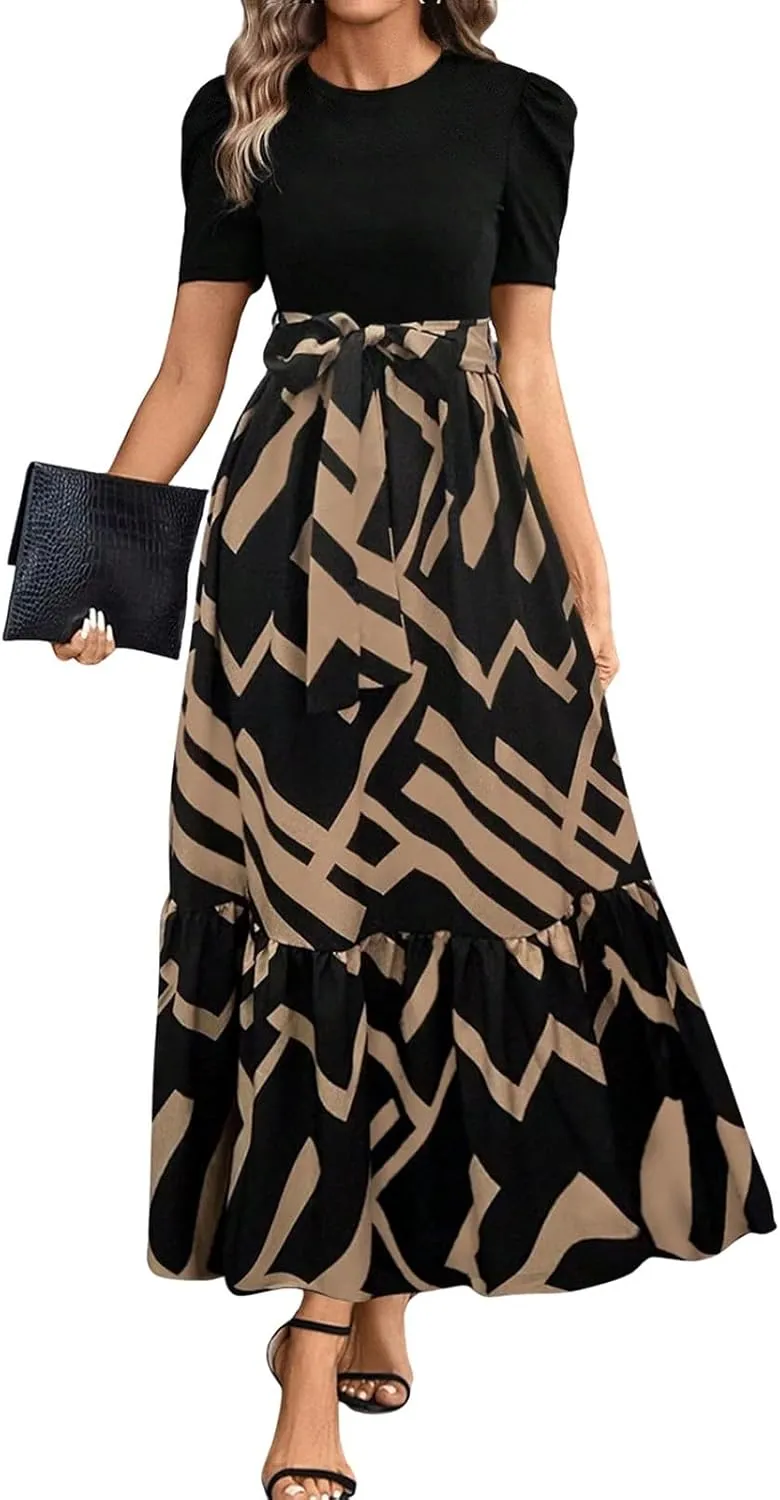 Summer Dresses for Women 2025 Trendy Summer Tiered Elastic High Waisted Floral Skirt Long Elastic High Waist Skirts