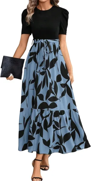 Summer Dresses for Women 2025 Trendy Summer Tiered Elastic High Waisted Floral Skirt Long Elastic High Waist Skirts