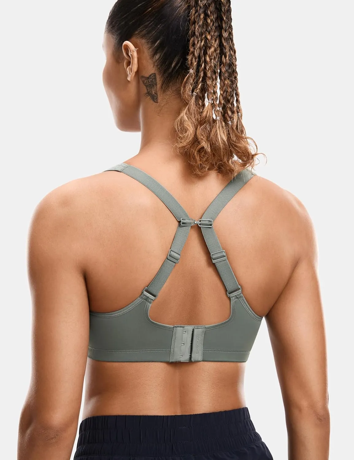 SYROKAN High Impact Sports Bras for Women Support Underwire Cross Back Large Bust Cool Comfort Molded Cup