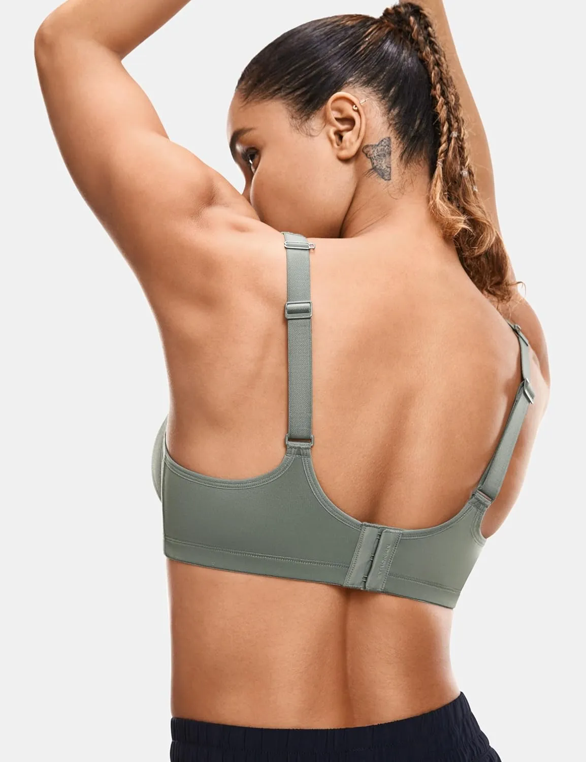 SYROKAN High Impact Sports Bras for Women Support Underwire Cross Back Large Bust Cool Comfort Molded Cup