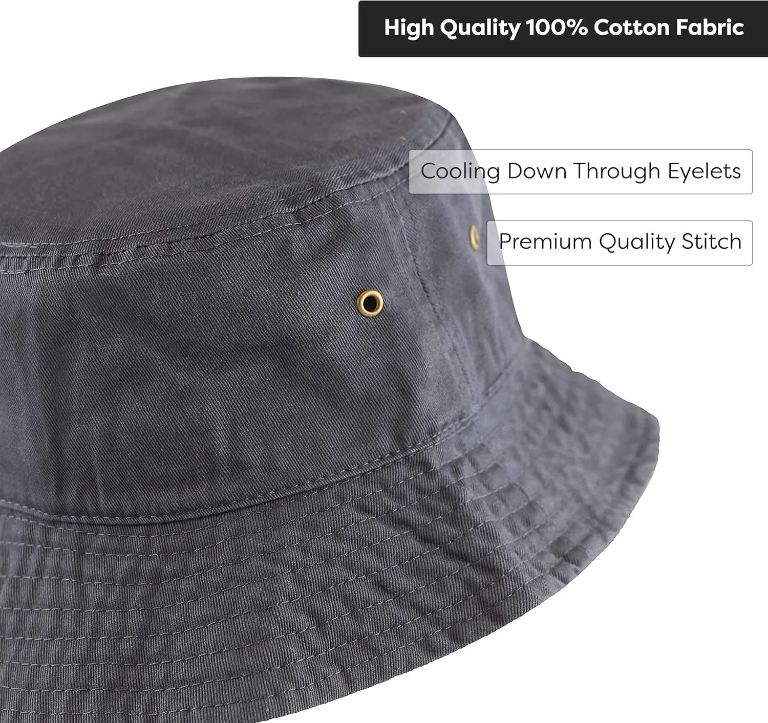 The Hat Depot Bucket Hat - Unisex 100% Cotton & Denim UPF 50 Packable Summer Travel Beach Sun Hat