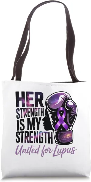 United for Lupus Purple Awareness Ribbon & Boxing Glove Tote Bag