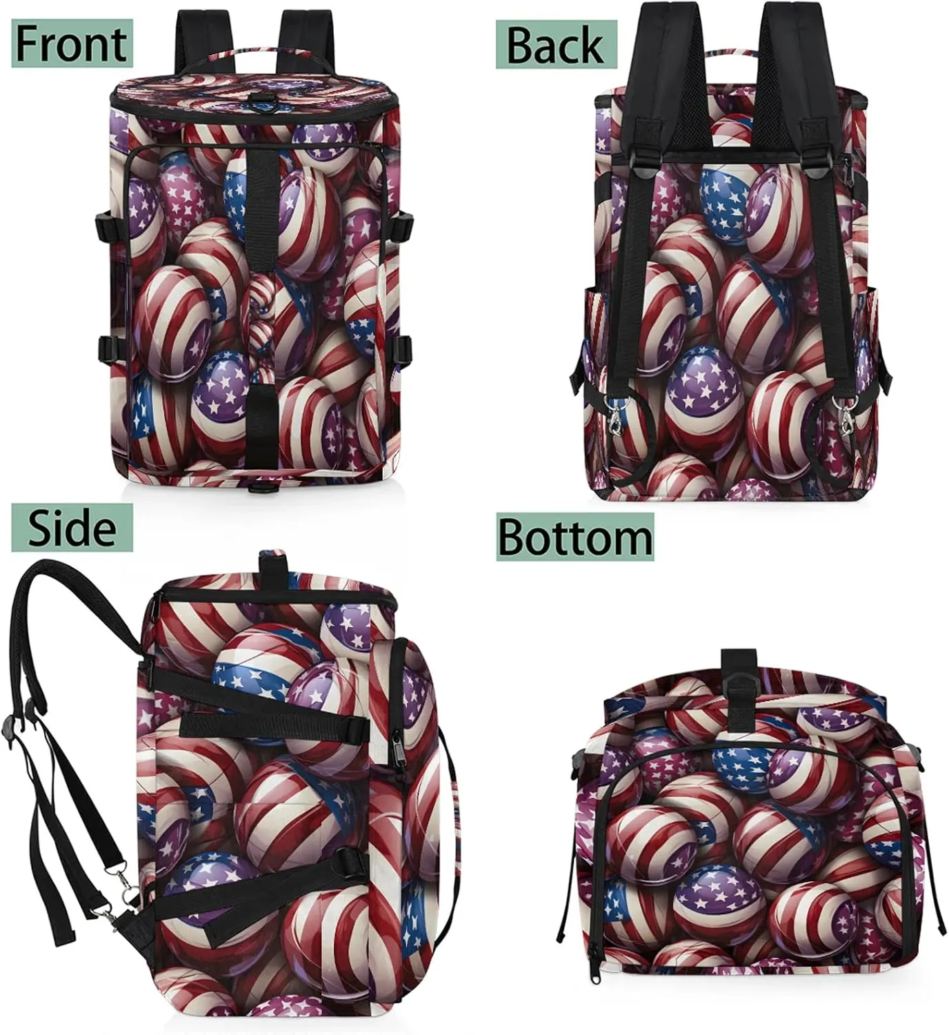 Volleyball American Gym Bags for Men Women Sports Backpack with Shoe Compartment 3-in-1 Tactical Duffle Bag for Overnight Weekender Travel