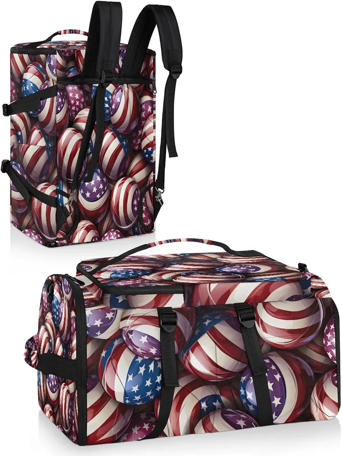 Volleyball American Gym Bags for Men Women Sports Backpack with Shoe Compartment 3-in-1 Tactical Duffle Bag for Overnight Weekender Travel
