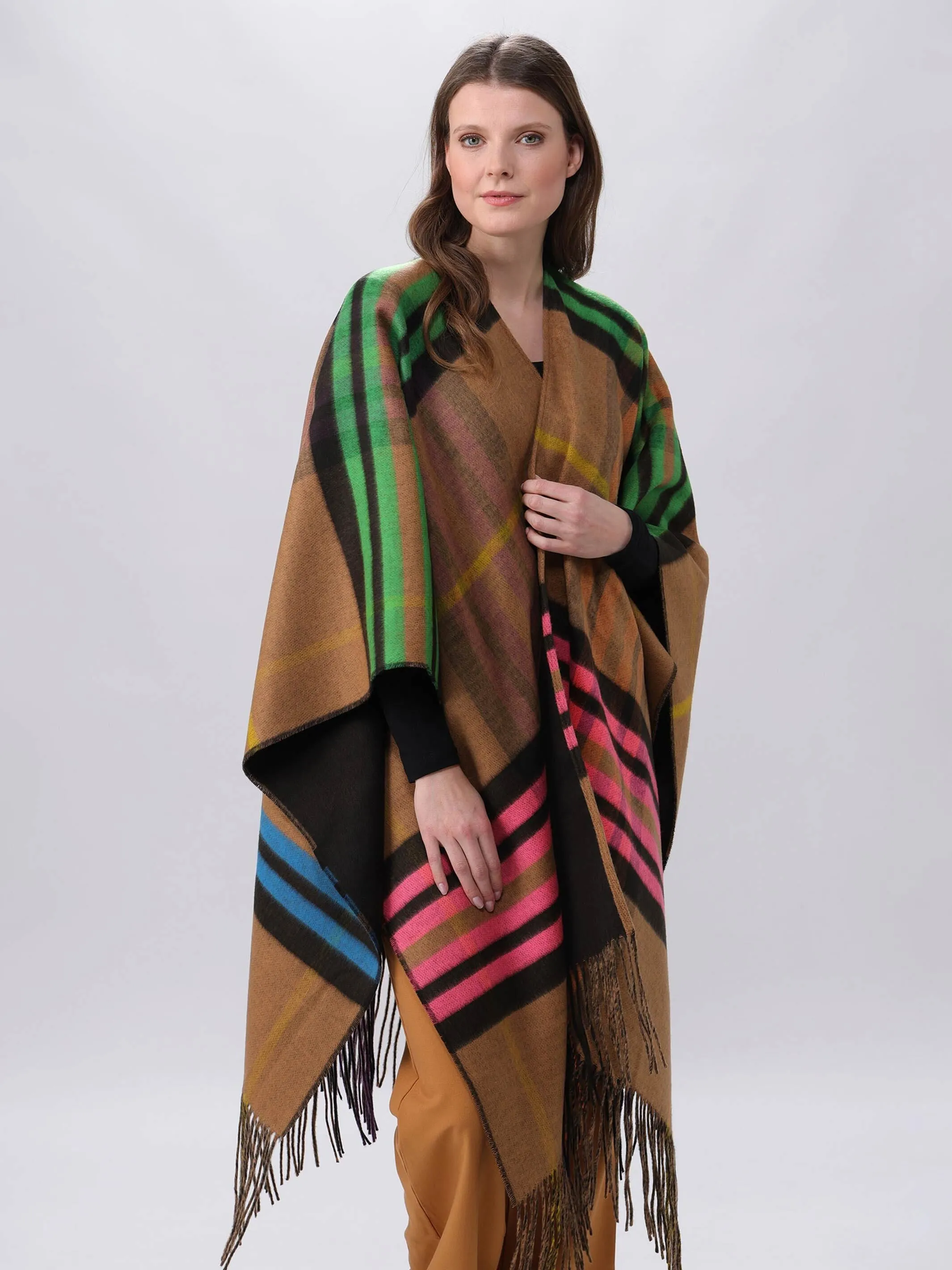 Wendbarer Poncho FRAAS Plaid Karo / Uni