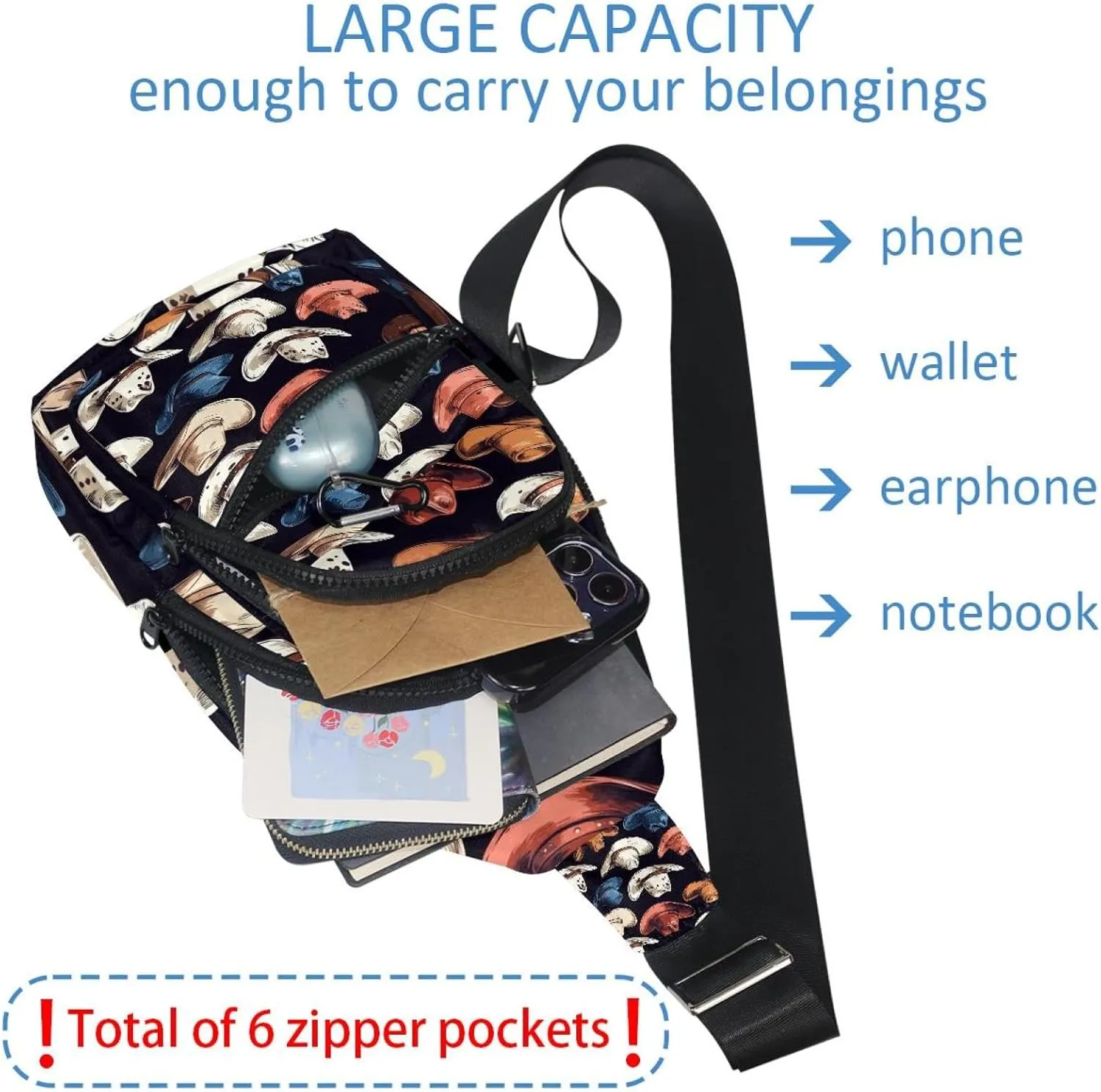 Western Cowboy Hat Cactuses Sling Backpack Crossbody Bag Convertible, Small Diaper Bag Hiking Daypacks