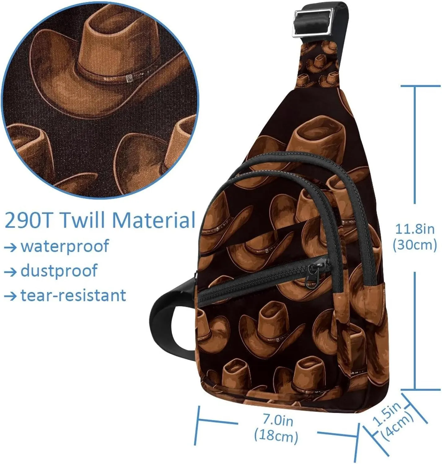 Western Cowboy Hat Cactuses Small Crossbody Sling Backpack Bag for Women Men