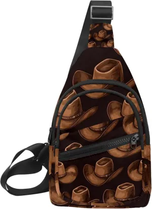 Western Cowboy Hat Cactuses Small Crossbody Sling Backpack Bag for Women Men