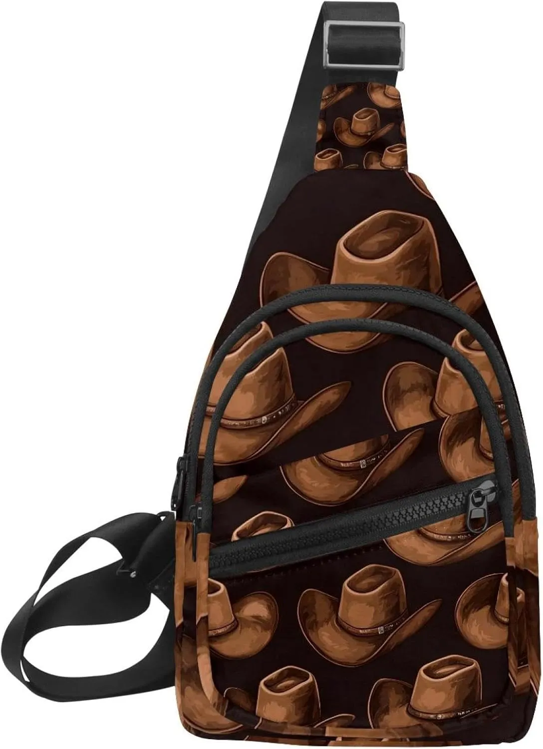 Western Cowboy Hat Cactuses Small Crossbody Sling Backpack Bag for Women Men