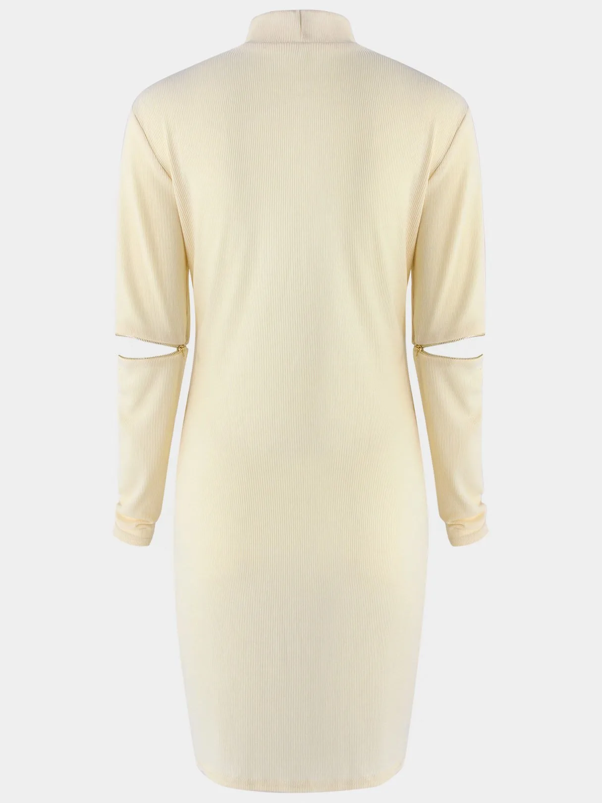 Wholesale Grey Crew Neck Halter Long Sleeve Plain Zip Back Hollow Cut Out Casual Dresses
