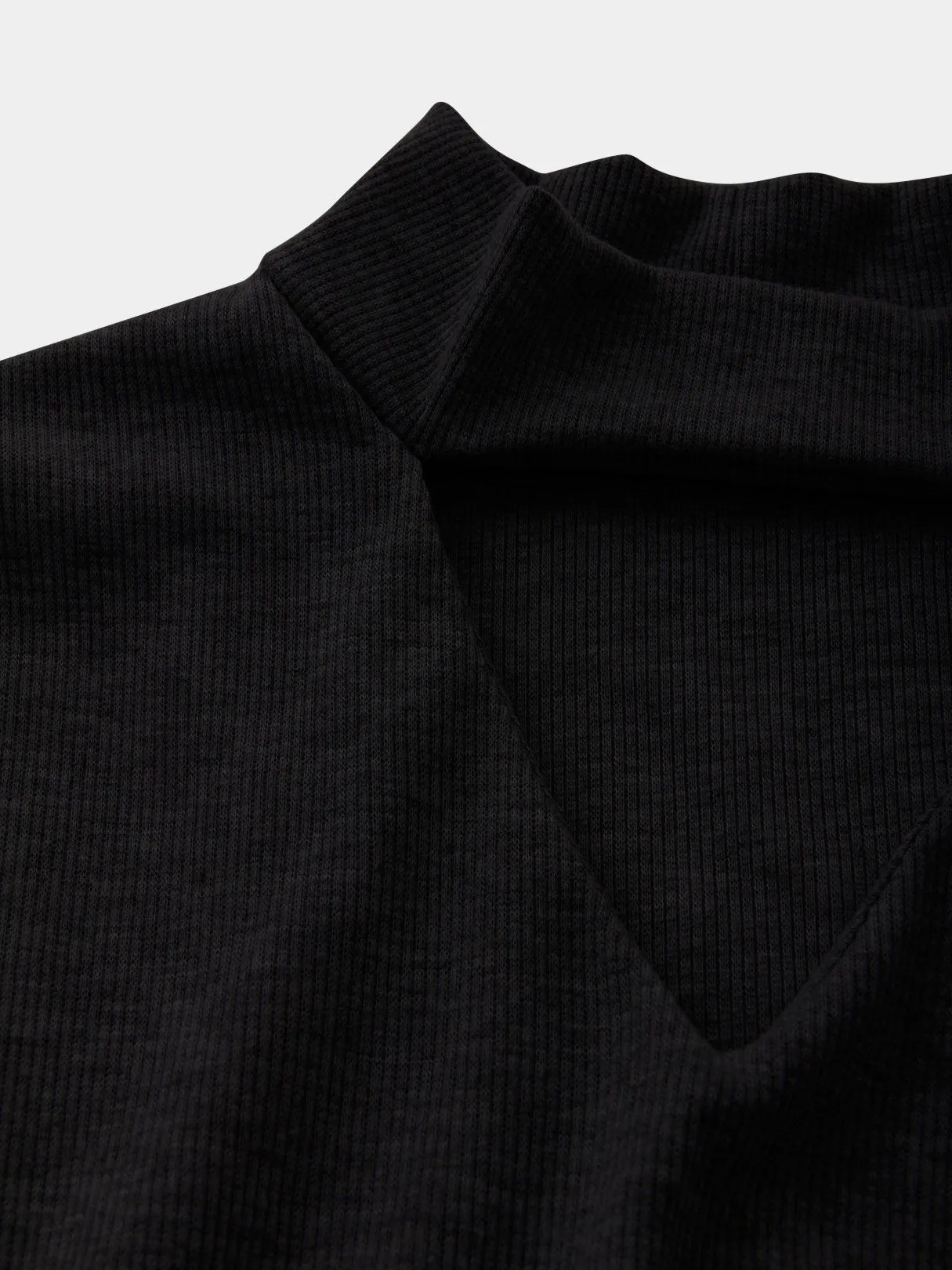 Wholesale Grey Crew Neck Halter Long Sleeve Plain Zip Back Hollow Cut Out Casual Dresses