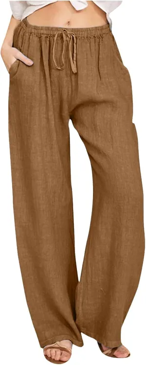 Womens Cargo Sweatpants Winter Wide Sports Jeans with Pockets Elastic Waist Elastic Waist
