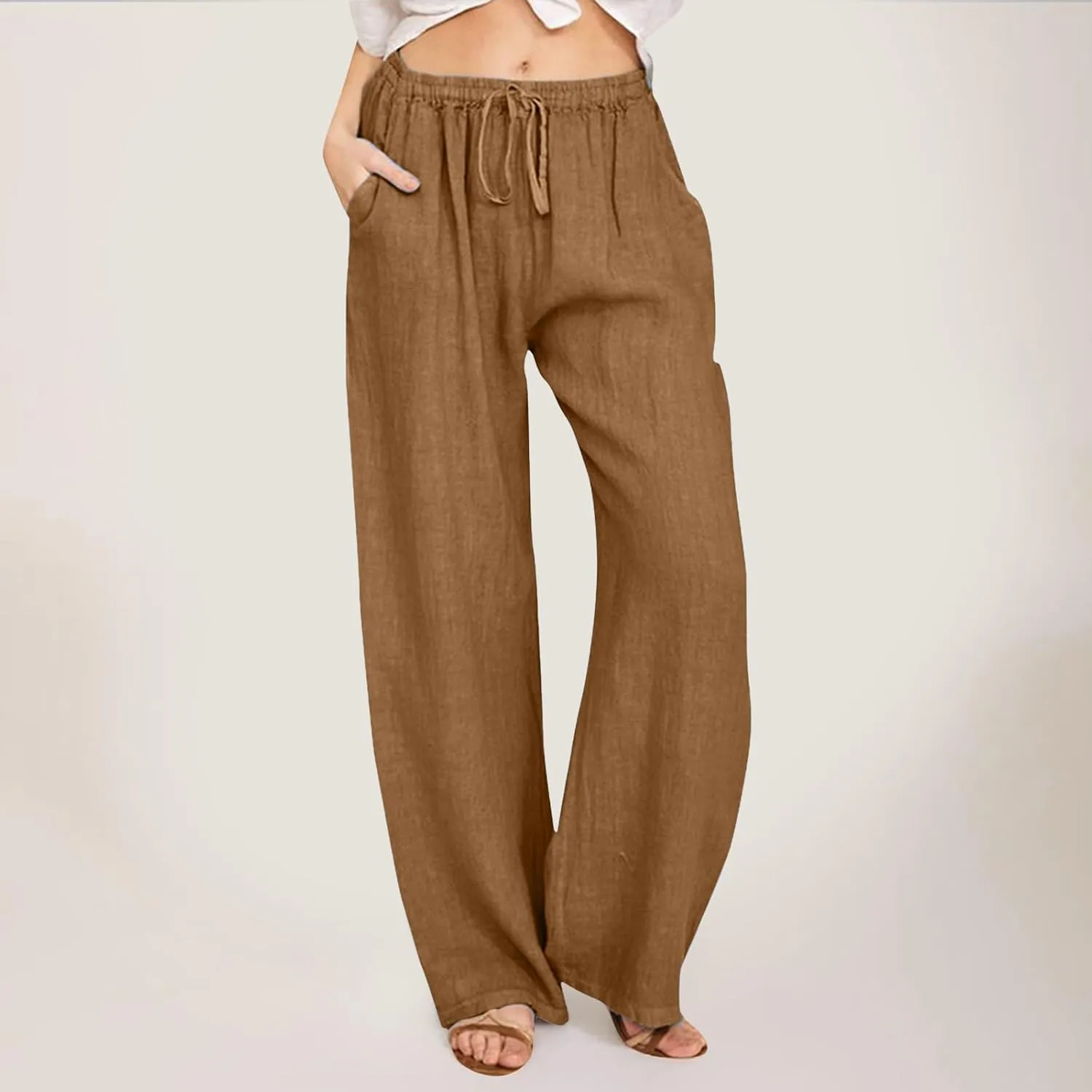 Womens Cargo Sweatpants Winter Wide Sports Jeans with Pockets Elastic Waist Elastic Waist