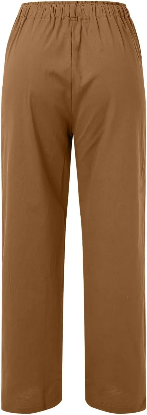 Womens Cargo Sweatpants Winter Wide Sports Jeans with Pockets Elastic Waist Elastic Waist