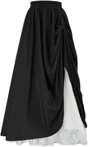 Women's Double Pleated Elastic Waist Skirt