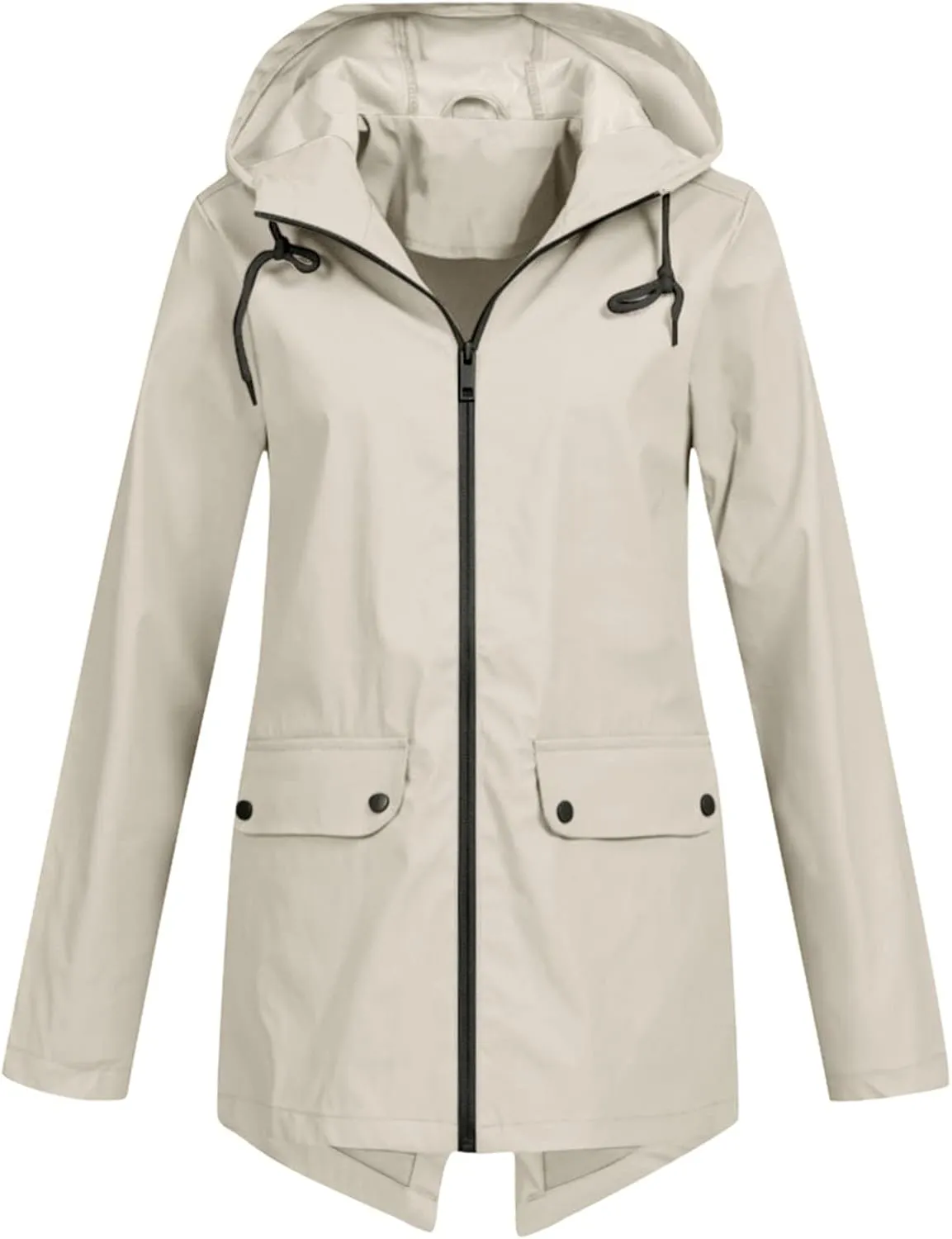 Womens Light Weight Rain Coats Zip Up Casual Packable Lightweight with Hood Travel Jacket with Pockets