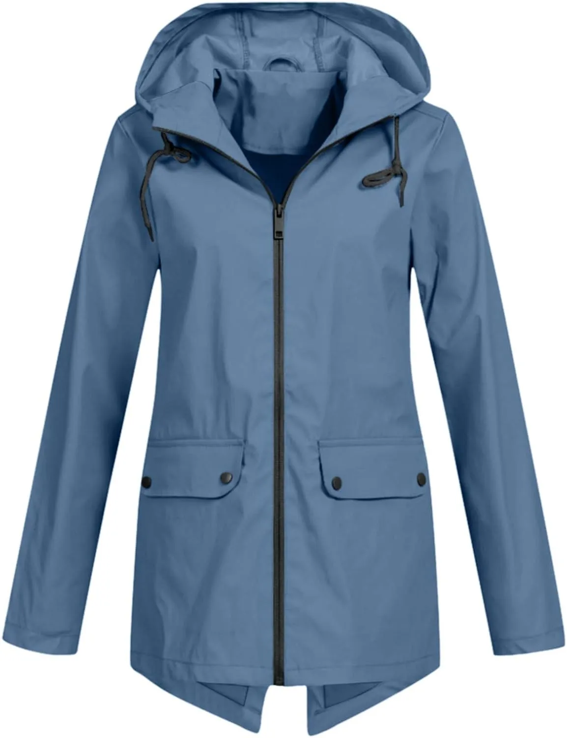 Womens Light Weight Rain Coats Zip Up Casual Packable Lightweight with Hood Travel Jacket with Pockets