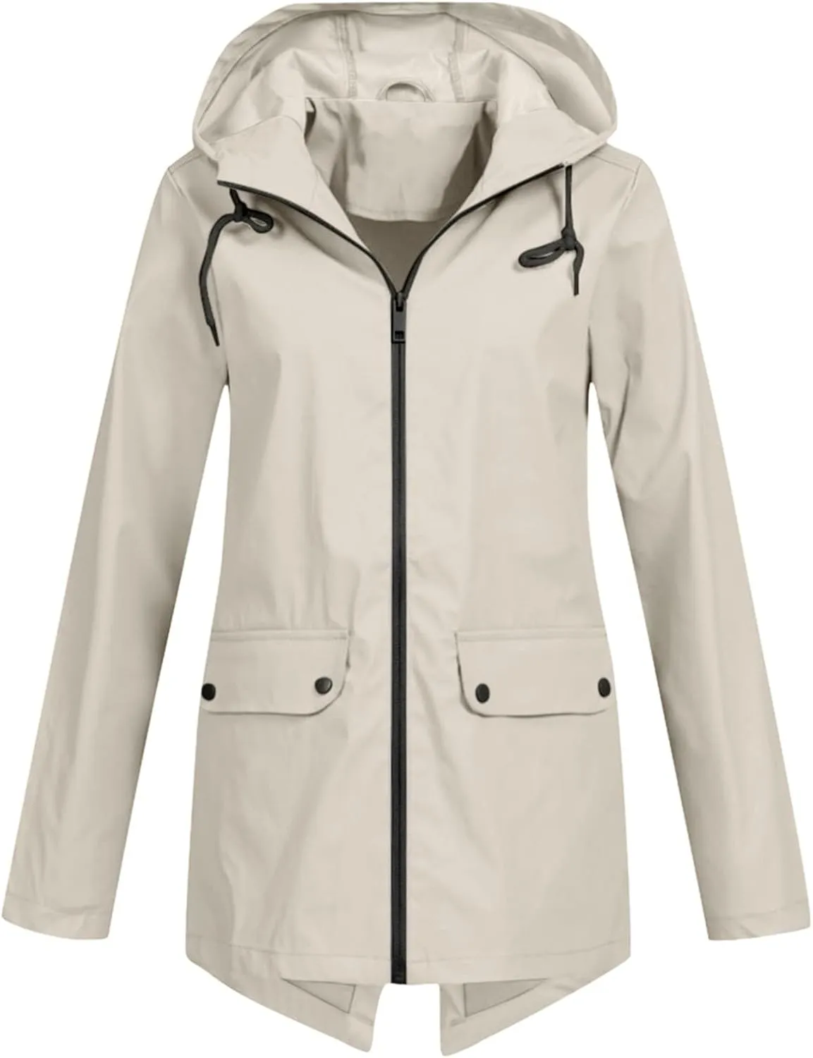 Womens Light Weight Rain Coats Zip Up Casual Packable Lightweight with Hood Travel Jacket with Pockets