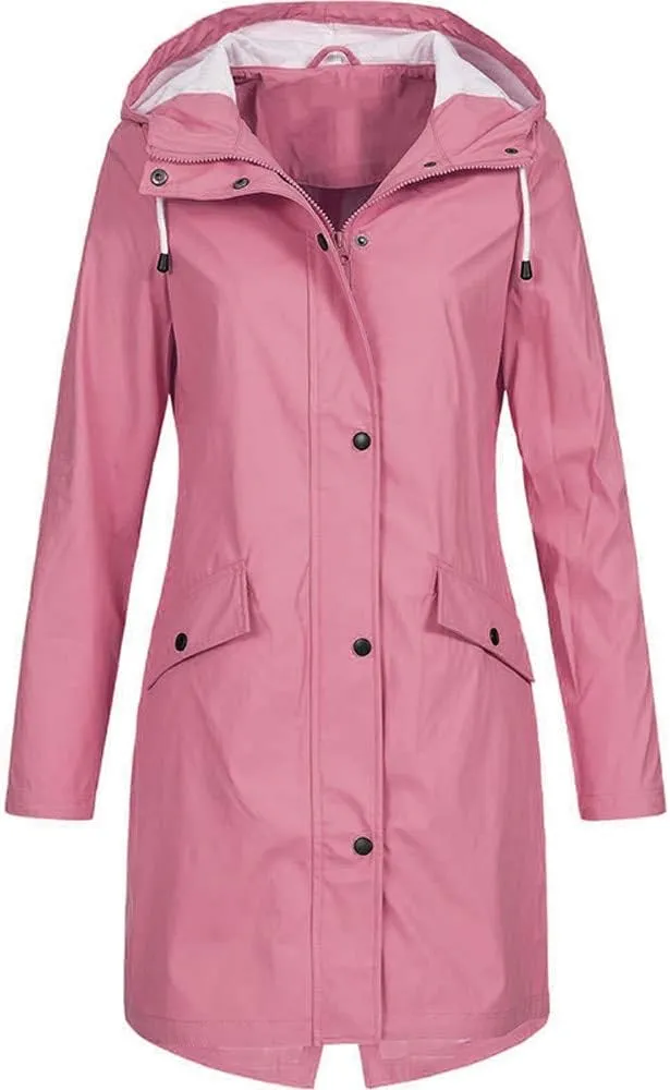 Womens Light Weight Rain Coats Zip Up Casual Packable Lightweight with Hood Travel Jacket with Pockets