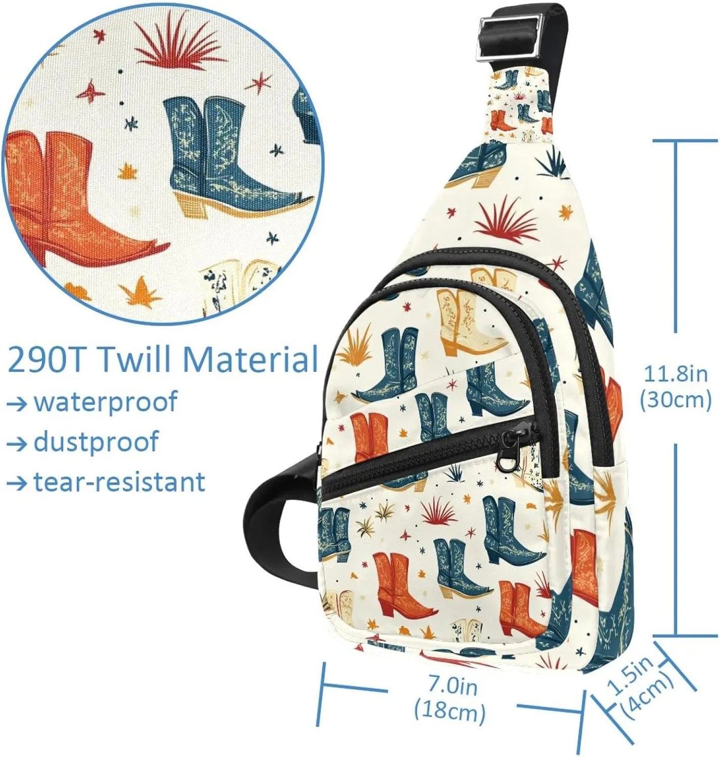 Women's Sling Backpack, Western Cowboy Hat Cactuses