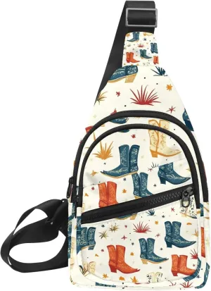 Women's Sling Backpack, Western Cowboy Hat Cactuses