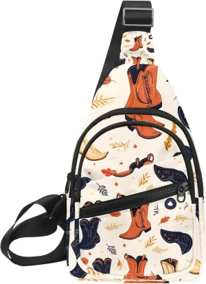 Women's Sling Backpack, Western Cowboy Hat Cactuses