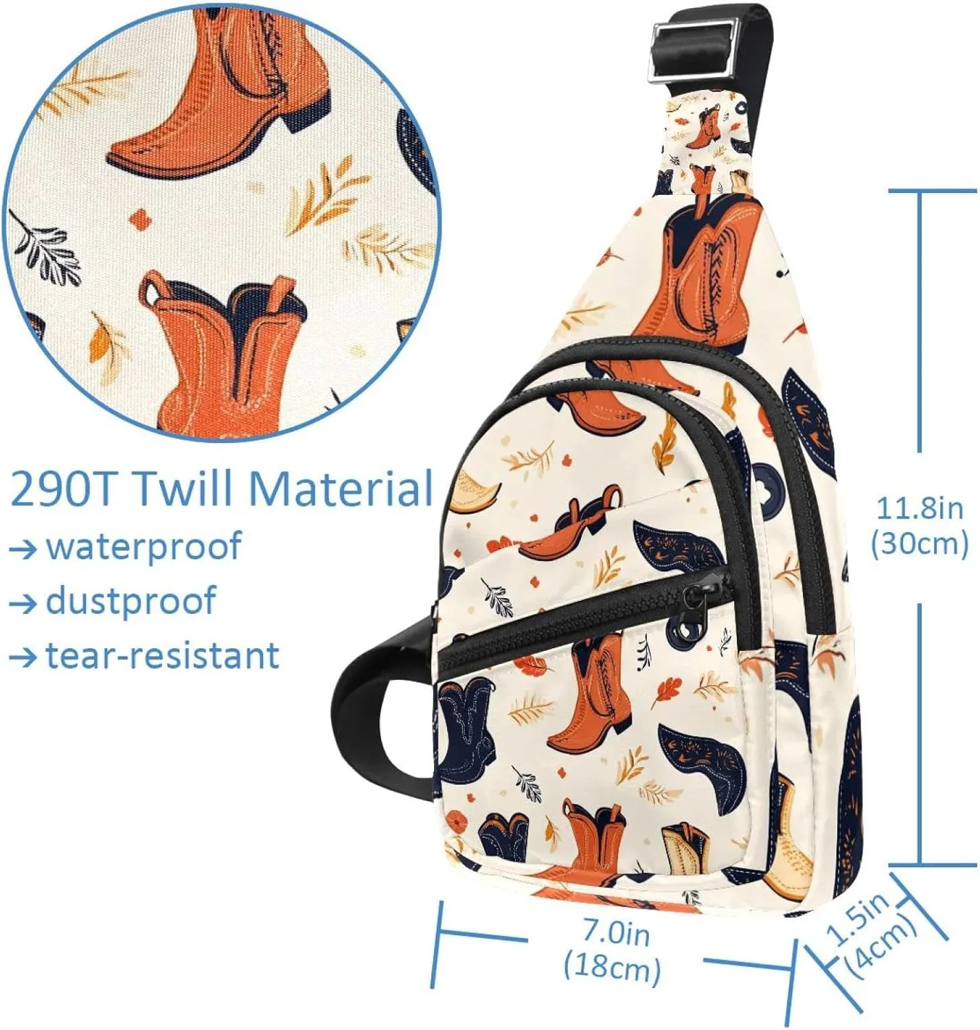 Women's Sling Backpack, Western Cowboy Hat Cactuses