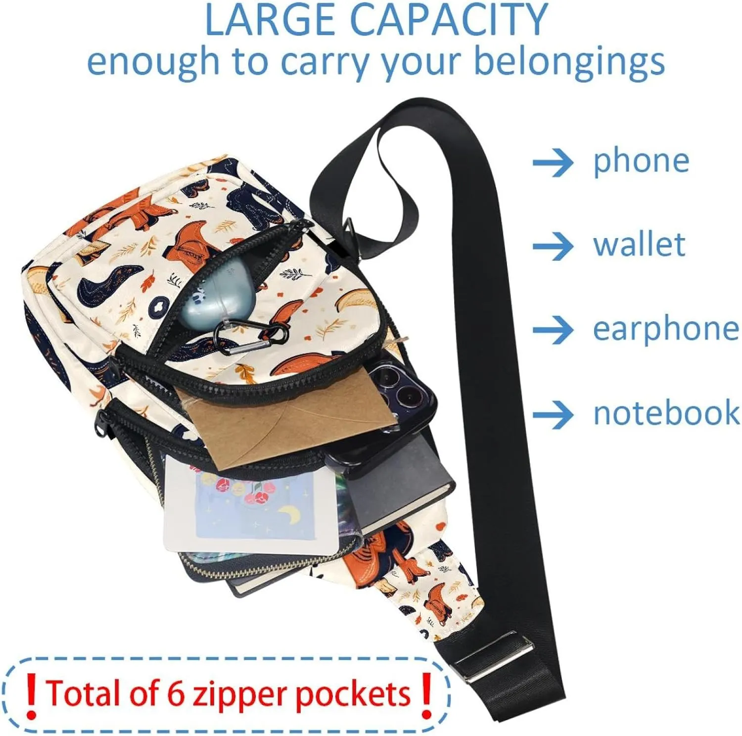 Women's Sling Backpack, Western Cowboy Hat Cactuses
