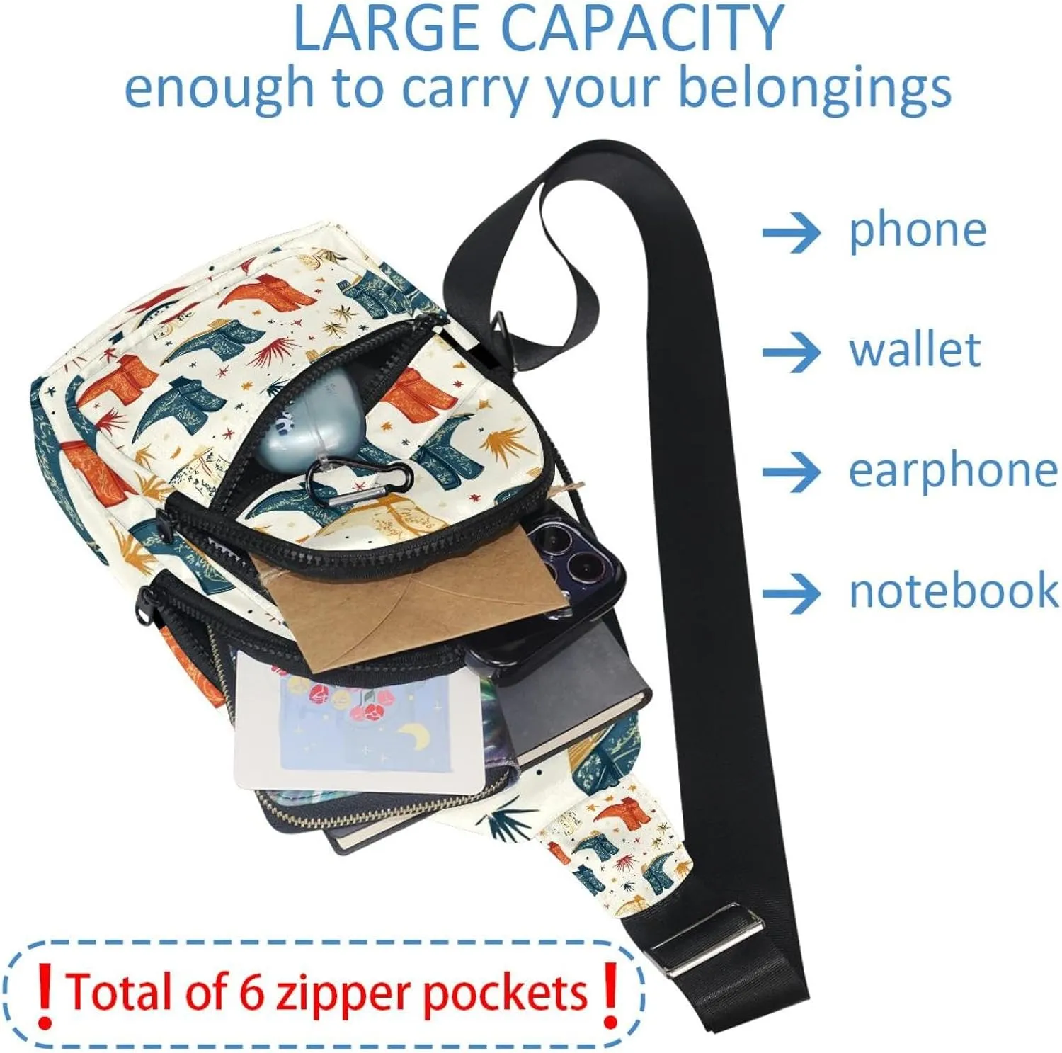 Women's Sling Backpack, Western Cowboy Hat Cactuses