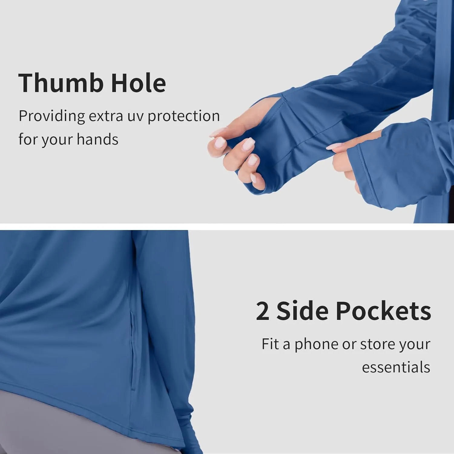Womens Thin Summer Cardigan Long Sleeve Open Front Upf50 Uv SPF Sun Protection Lightweight Cover Up Thumb Holes with Pockets